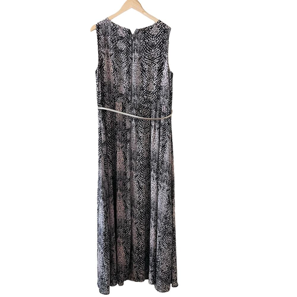 Eliza J Leopard Print Sleeveless Belted Maxi Dress Size 16W Brown Cream - Picture 2 of 8